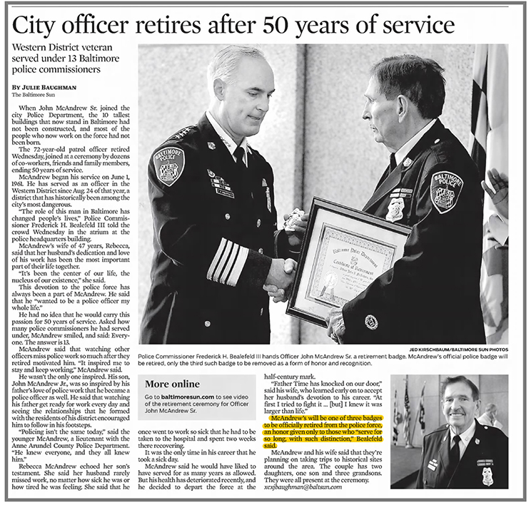 50 years Retired badge number 30 Jun 2011