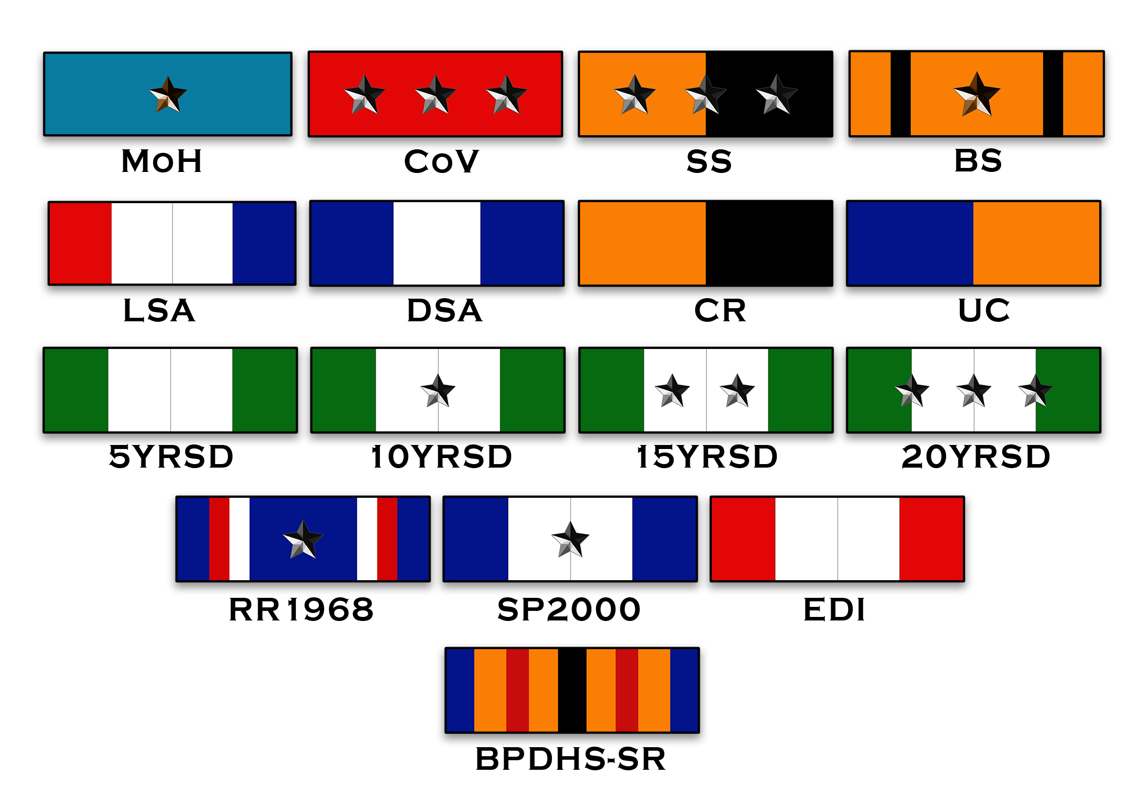 Medals racked