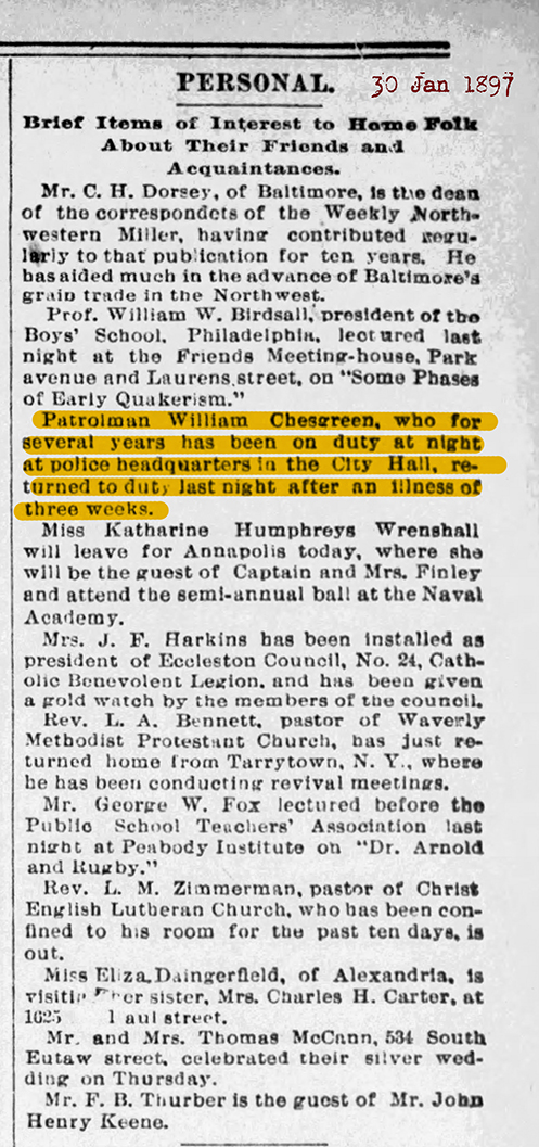 Sun 30 Jan 1897 City Hal Headquarters 72