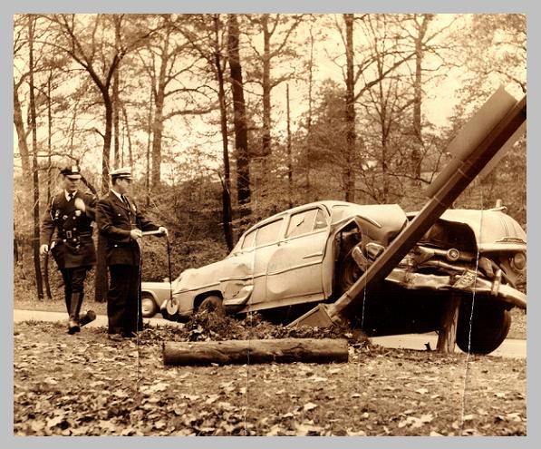 1940s traffic officers investigating accident 1940s